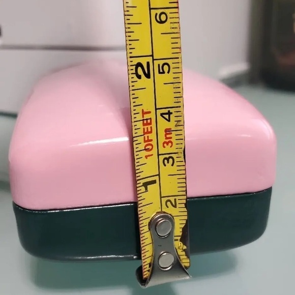 Kate Spade New York Pink/Green CLAMSHELL Sunglass Case+Cleaning Cloth - Picture 6 of 8